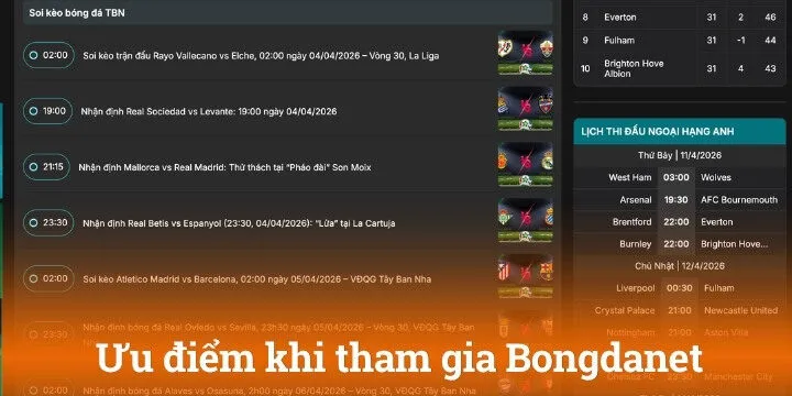 Một số ưu điểm khi theo dõi Bongdanet không thể bỏ qua